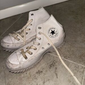 Converse White High-Top Sneakers with Rugged Sole